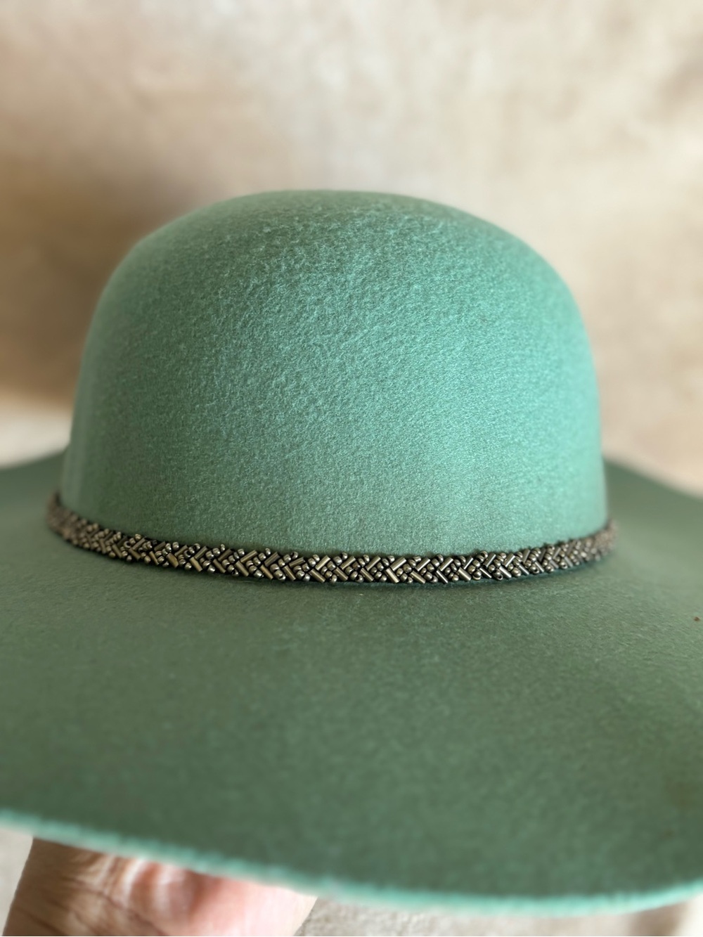Torrid Wide Brim Felt Women's Hat in Teal with Decorative Shiny Band - Picture 2 of 4